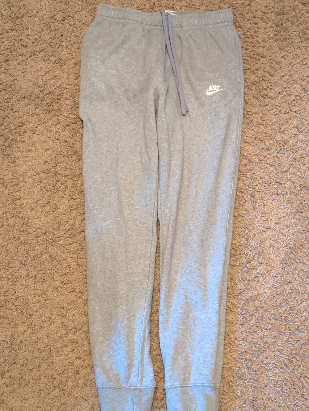 Nike Light Gray Men's Sweatpants Joggers with White Logo